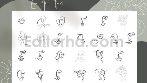 Abstract Line Art Faces