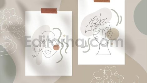 Abstract Line Art Faces