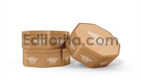 Chocolate Tin Can Branding Mockup Set4
