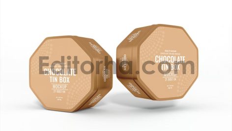 Chocolate Tin Can Branding Mockup Set5