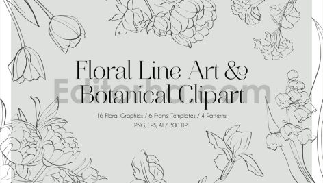 Floral Line Art & Botanical Clipart