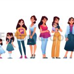 Human age, woman growing up stages, life circle