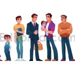 Human age, man growing up stages, from kid to old