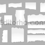 Pulled apart or torn paper pieces sheets