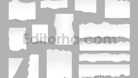 Pulled apart or torn paper pieces sheets