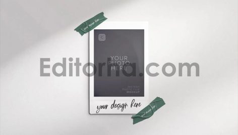 Instant Photo Mockup Tape on Wall1