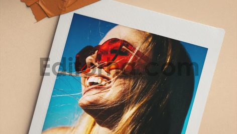 Instant Photo Mockup Tape on Wall2