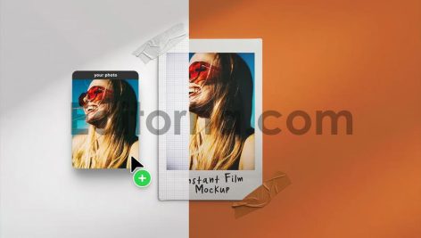 Instant Photo Mockup Tape on Wall3