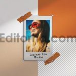 Instant Photo Mockup Tape on Wall4