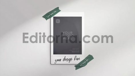 Instant Photo Mockup Tape on Wall6