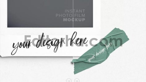 Instant Photo Mockup Tape on Wall7