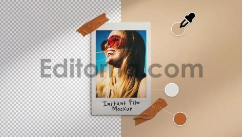 Instant Photo Mockup Tape on Wall8