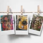 Polaroid Images on wall with clipper and rope