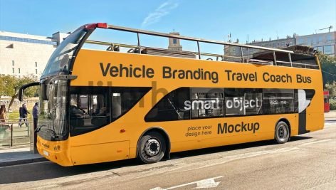 Vehicle Branding Travel Coach Bus Mockup