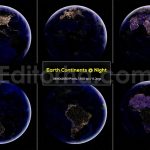 6 Earth Continents at Night