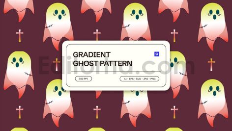 Seamless Gradient Ghost Halloween Pattern