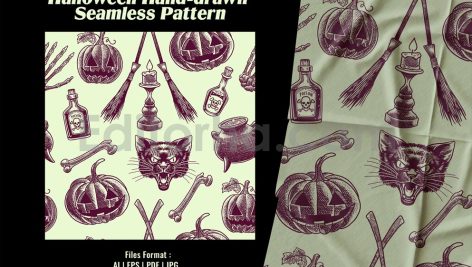 Halloween Hand-drawn Seamless Pattern
