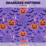 Pumpkin And Spider - Pattern Background