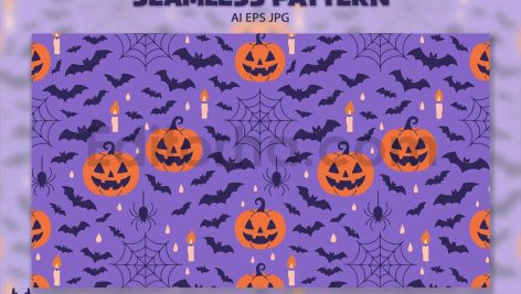 Pumpkin And Spider - Pattern Background