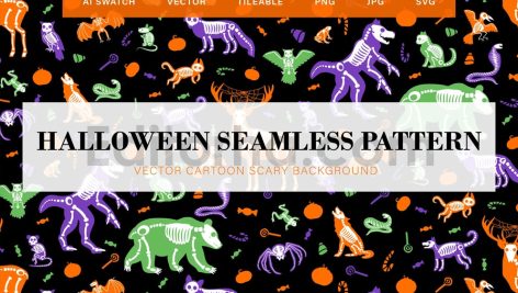 Halloween Skeletons Seamless Pattern