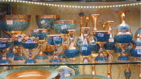 Traditional copper cookware at Tajrish Bazaar of Tehran, Iran