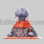 Volcano eruption with lava flow