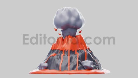 Volcano eruption with lava flow