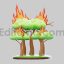Burning trees cartoon style asset