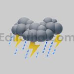 Stormy clouds with lightning and rain