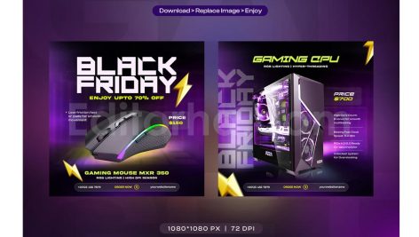 Black Friday Sale Social Media Post Design Set