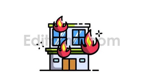 Animated House Fire Icon with Alpha Channel