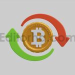 Bitcoin coin with two arrows