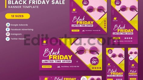 Black Friday Sale Fashion Eyewear Banner Set