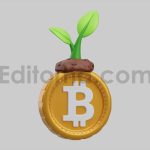 Gold coin with a growing plant