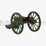 Multi-wheeled cannon with dual barrels and mounted components