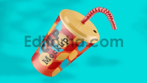 Plastic Cup with Straw Mockup1