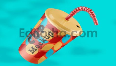 Plastic Cup with Straw Mockup3