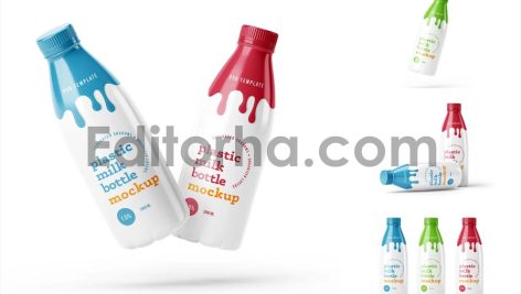Plastic Yogurt & Milk Bottle Mockup Set1