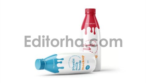 Plastic Yogurt & Milk Bottle Mockup Set3