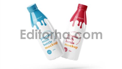 Plastic Yogurt & Milk Bottle Mockup Set4