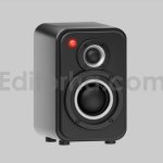 Compact black speaker with led