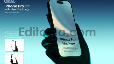 iPhone Pro Screen Mockups with Backlight Hand1