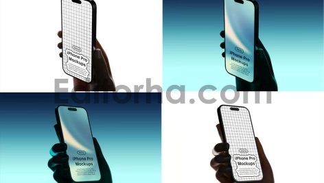 iPhone Pro Screen Mockups with Backlight Hand3